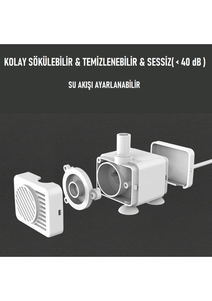 Sessiz Otomatik Pet Kedi Köpek Su Sebili Pınarı Çeşmesi Şelalesi 2l Büyük Kapasite Konforlu Sağlıklı