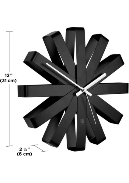 Kurdele Duvar Saati Siyah Çap: 31 cm