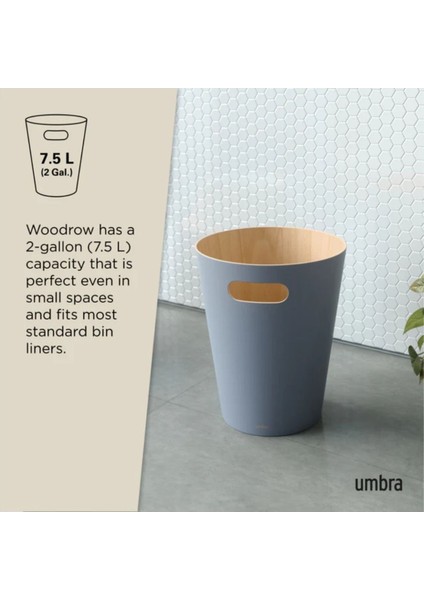Woodrow Çöp Kovası 2 Galon (7,5 L) Kapasiteli Gri Mavi