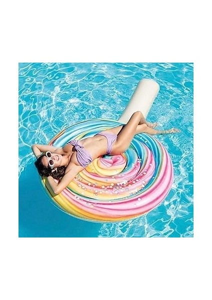 Büyük Boy Lolipop Şekilli Renkli Şişme Deniz Yatağı – 198X127 cm - 100 kg Taşıma Kapasiteli