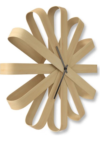 Ribbonwood Duvar Saati Doğal Renk Çap: 50 cm