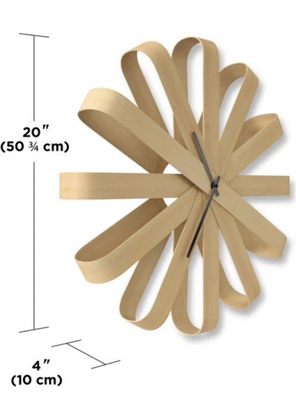 Ribbonwood Duvar Saati Doğal Renk Çap: 50 cm