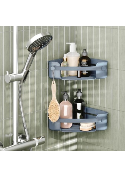 Flex Yapışkanlı Köşe Şampuanlığı Gri Mavi 30.5x23x8.6 cm fırsatları
