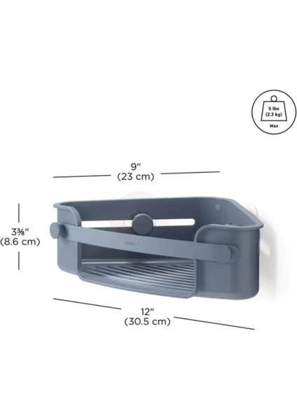 Flex Yapışkanlı Köşe Şampuanlığı Gri Mavi 30.5x23x8.6 cm