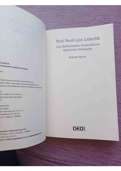 Zeynep Aycan'ın 'yeni Nesil Için Liderlik' Kitabı, Güç Kültüründen Güçlendirmeye ve Kültürel Dönüşüme Odaklanır. 2023 Basim 280 Sayfa Kondisyon Çok Iyi Durumda fırsatları
