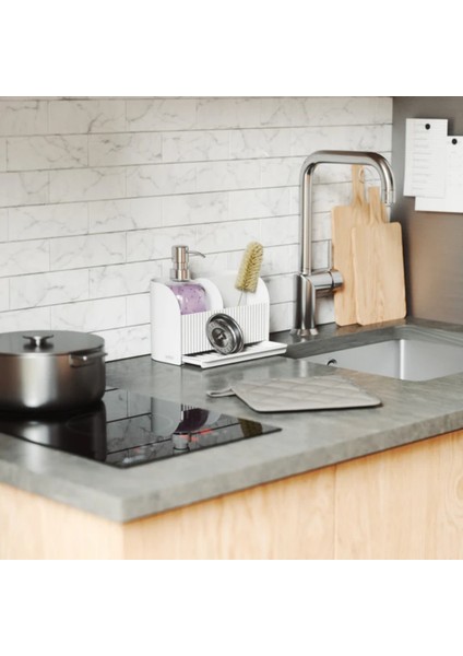 Sabun Pompalı Sling Lavabo Rafı Beyaz Renk 22X18 cm indirimleri