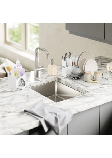 Sabun Pompalı Sling Lavabo Rafı Beyaz Renk 22X18 cm