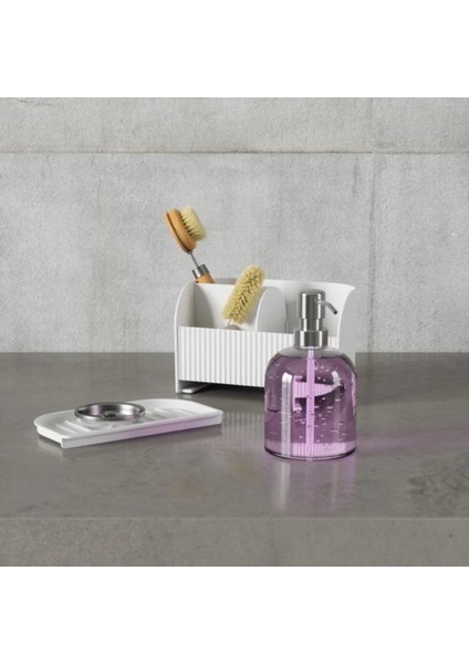 Sabun Pompalı Sling Lavabo Rafı Beyaz Renk 22X18 cm