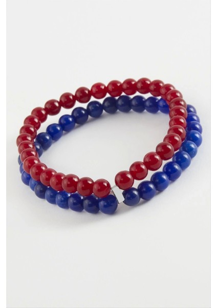 Bordo Lacivert Doğaltaş Bileklik 6 mm