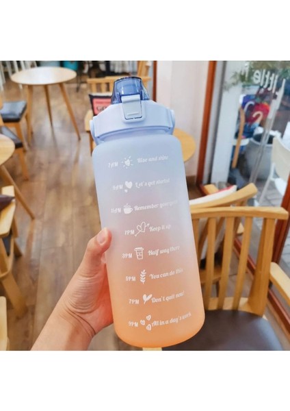 Turuncu 2l Tritan Spor Su Şişesi, Motivasyonel Tasarım, Bpa Free, Sticker Hediye