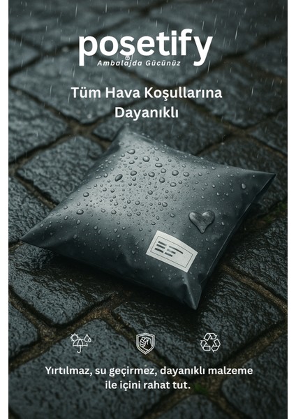 Gri Cepsiz Kargo Poşeti 45X62+5 cm | Yapışkan Bantlı Kargo Zarfı | 1000’LI E-Ticaret Poşeti