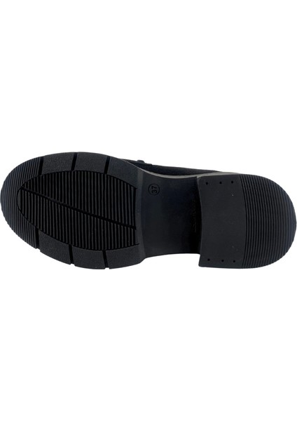257003 Hakiki Deri Loafer Kadın Ayakkabı Tokalı Fırfırlı