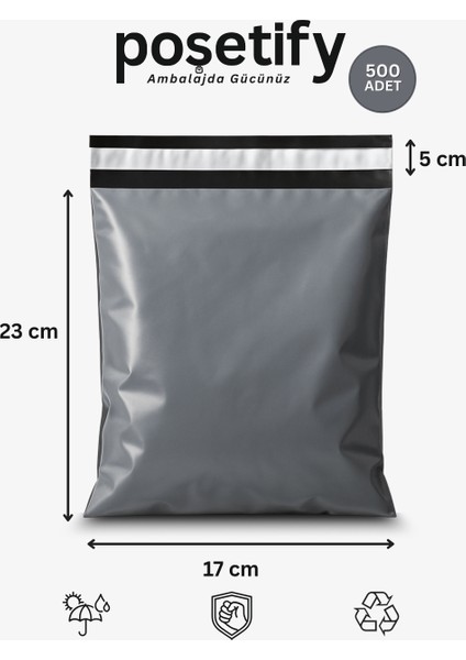 Gri Cepsiz Kargo Poşeti 35X45+5 cm 500 Adet E-Ticaret Poşeti | Yapışkan Bantlı Kargo Zarfı