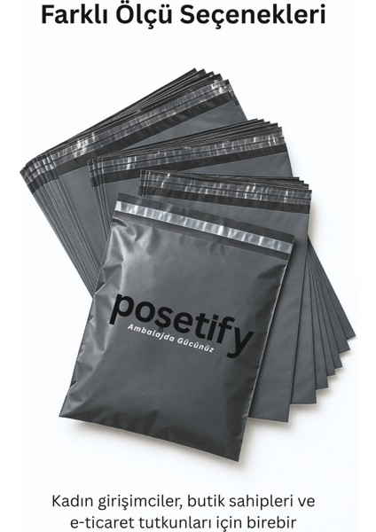 Gri Cepsiz Kargo Poşeti 24X30+5 cm 200 Adet E-Ticaret Poşeti | Yapışkan Bantlı Kargo Zarfı