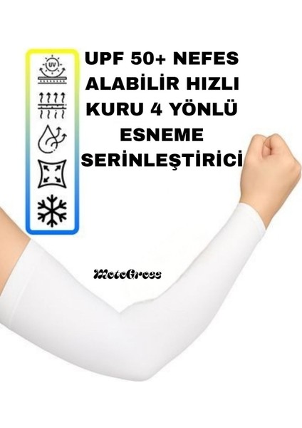 Iki Adet Esnek Uv Koruyucu Kolluk, Spor ve Motor Kullanımı Için Uygun, Beyaz