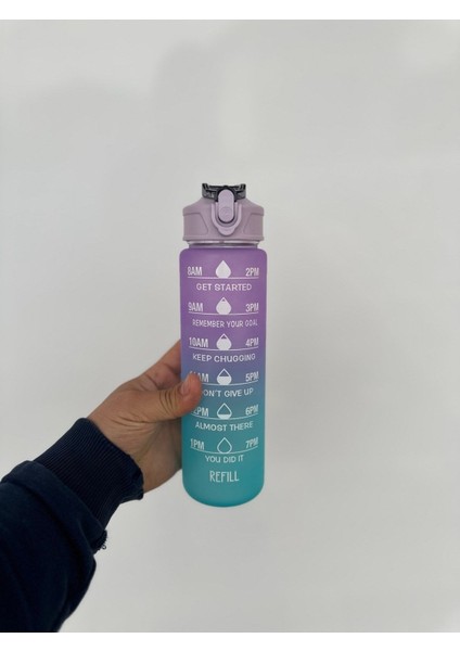 Mor 2'li Spor Su Şişesi, Yavrulu, Tritan, 2l ve 900ML, Motivasyonel, Taşınabilir