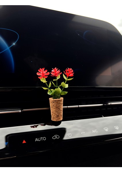 Dekoratif Mini Oto Klima Süsü|el Yapımı Mantar Saksı Çiçek Araba Kokusu|Difüzör Kırmızı fırsatları