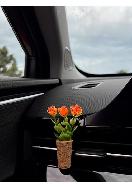 Dekoratif Mini Araç Klima Süsü | El Yapımı Mantar Saksı Çiçek Araba Kokusu | Difüzör Turuncu fiyatları