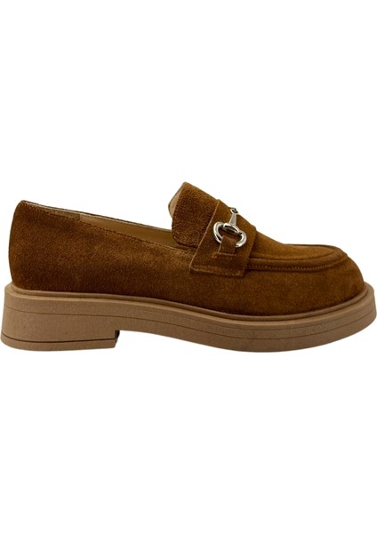 257002 Hakiki Deri Loafer Kadın Ayakkabı Metal Tokalı