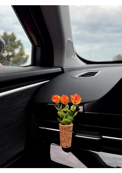 Dekoratif Mini Araç Klima Süsü | El Yapımı Mantar Saksı Çiçek Araba Kokusu | Difüzör Turuncu indirimleri