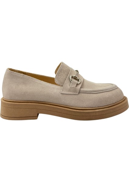 257002 Hakiki Deri Loafer Kadın Ayakkabı Metal Tokalı