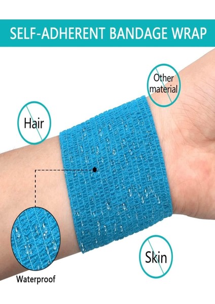 Mavi Elastik Kendinden Yapışkanlı Koban Bandaj 12 Adet modelleri