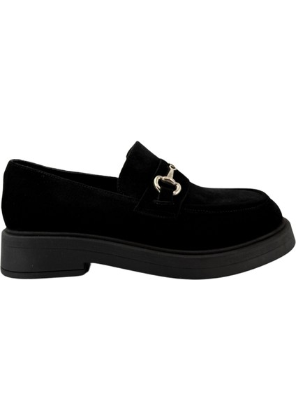 257002 Hakiki Deri Loafer Kadın Ayakkabı Metal Tokalı