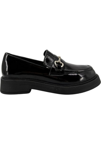 257002 Hakiki Deri Loafer Kadın Ayakkabı Metal Tokalı