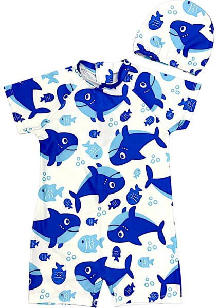 Erkek Çocuk Açık Mavi Renk Dinozor Baskı Desen Kısa Kollu Mayo ve Bone Takım fiyatları