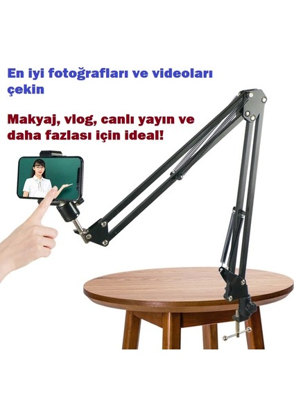 Dim LED Halka Işık Telefon Tutucu Usb’li Ayarlanabilir Işık Modları Canlı Yayın Makyaj Video Çekimi