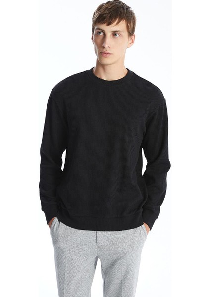 Bisiklet Yaka Uzun Kollu Erkek Sweatshirt (W4)