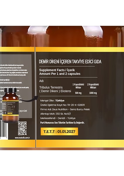 Zeus Nutrition Tribulus Terrestris 60 Kapsül fiyatları