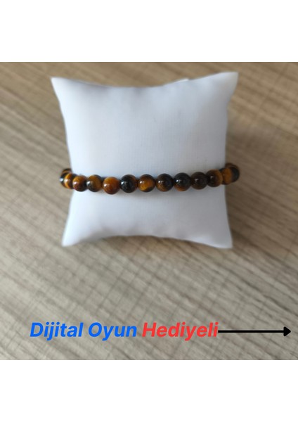 AAA Kesim Doğal Kahverengi Kaplan Gözü Doğaltaş Bileklik - 6mm