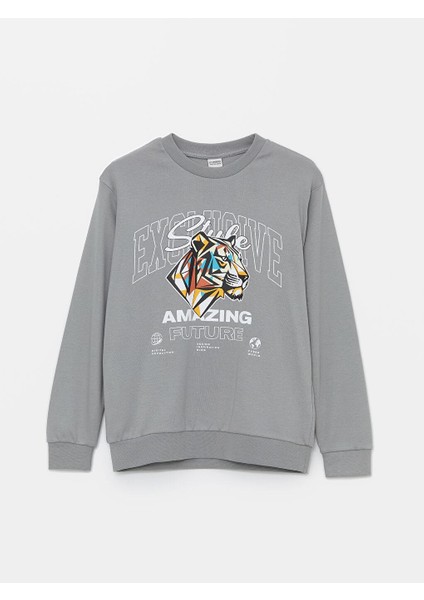 Bisiklet Yaka Baskılı Uzun Kollu Erkek Çocuk Tişört (W4)