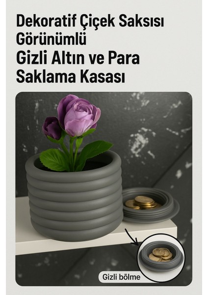 Gizli Bölmeli Saksı/altın Para Saklama Kasası