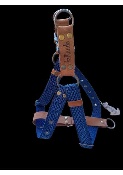 Köpek göğüs tasması hakiki deri orta ırk lacivert kolon genişlik:3cm göğüs ölçüsü:40-75cm ayarlamalı dog harness GT4-17 fiyatları