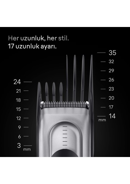 Saç Kesme Makinesi Series 7, +5 Aksesuar, Ömür Boyu Keskin Bıçak, 17 Uzunluk, HC7590 fırsatları