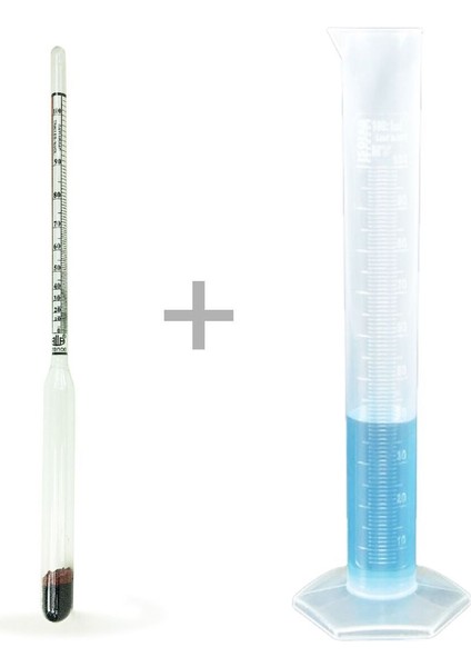 0-100 Alkolölçer ve 250ML Plastik Mezür Seti, Pratik ve Güvenilir Ölçüm Seti