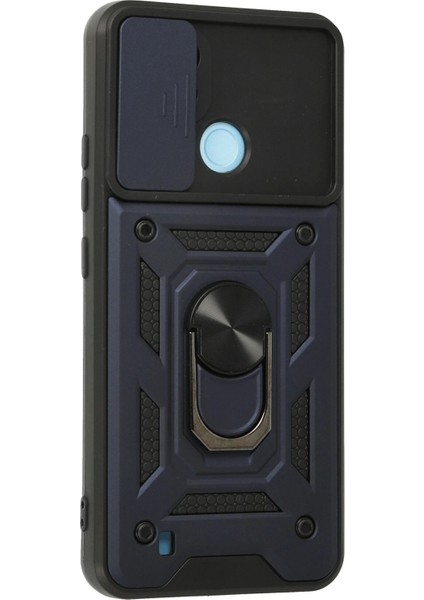 Realme C21 Kılıf Pars Lens Yüzüklü Silikon - Lacivert Ferrg modelleri