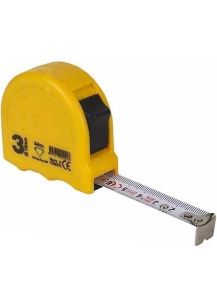 3 Metre Sarı Şerit Metre, 19MM, Hassas Ölçüm Aracı