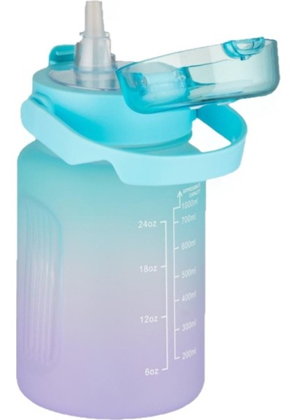Çift Renk Softtouch Motivasyon Matara, 1000 Ml, Pipetli/pipetsiz, Sticker Hediye fiyatları