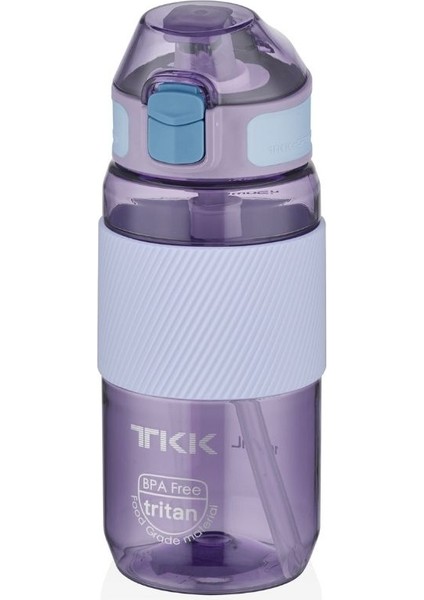 500ML Pipetli Silikon Gövdeli Ölçü Skalalı Tritan Su Matara Mor