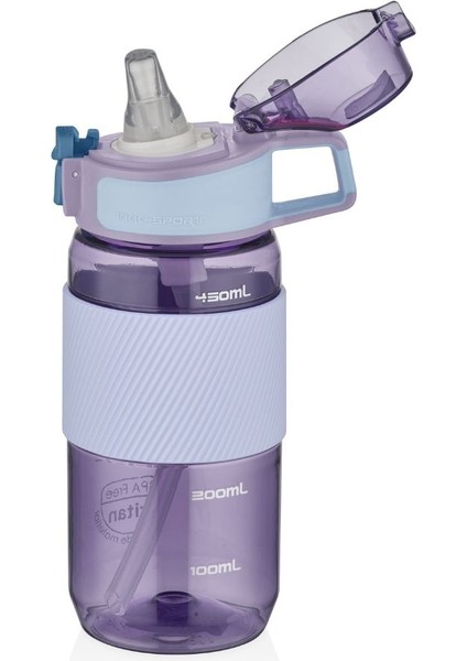 500ML Pipetli Silikon Gövdeli Ölçü Skalalı Tritan Su Matara Mor fiyatları