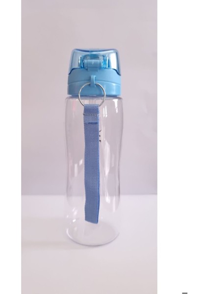 Mavi Şeffaf Otomatik Kapaklı Pipetli Su Matarası, Bpa Free, Pratik ve Kullanışlı