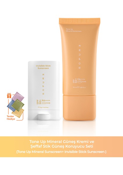 Tone Up Mineral Güneş Kremi Ve Şeffaf Stick Güneş Koruyucu Seti (1420)