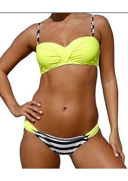 Balenli Kaplı Straplez Bikini Takım