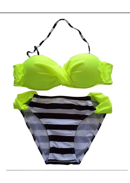 Balenli Kaplı Straplez Bikini Takım