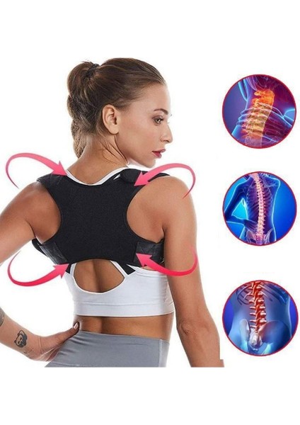 Kadın Erkek Minimal Spor Korse Duruş ve Bel Destekli Siyah