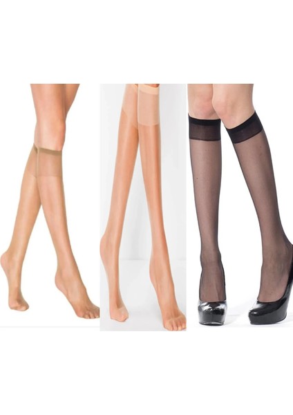 20 Denye Ince Dizaltı 6'lı Kombin Pantolon Çorabı 2 Ten 2 Sahra 2 Siyah