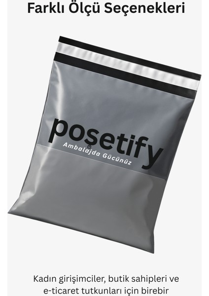 Gri Cepli Kargo Poşeti 35X45+5 cm 25 Adet E-Ticaret Poşeti | Yapışkan Bantlı Gönderi Zarfı